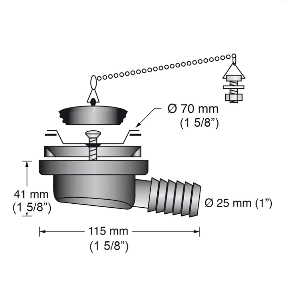 Scandvik Low Profile Drain Stopper - 1" Outlet - image 2