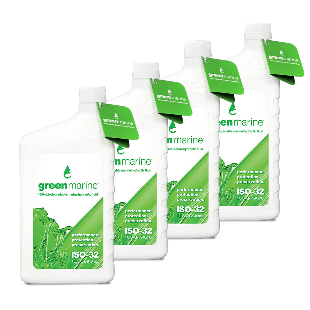 Power-Pole Pack of 4 of Green Marine ISO-32 Hydraulic Fluid (1 qt Bottles)