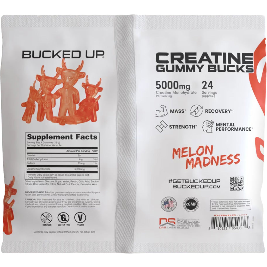 Bucked Up Creatine Gummies Melon Madness 24pc pack