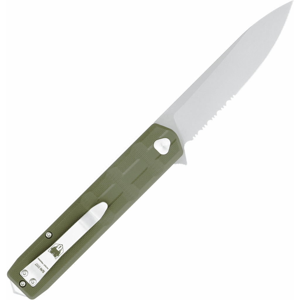 CobraTec Large Kuzio Drop Serrated Folder Knife Folding Blade OD Green