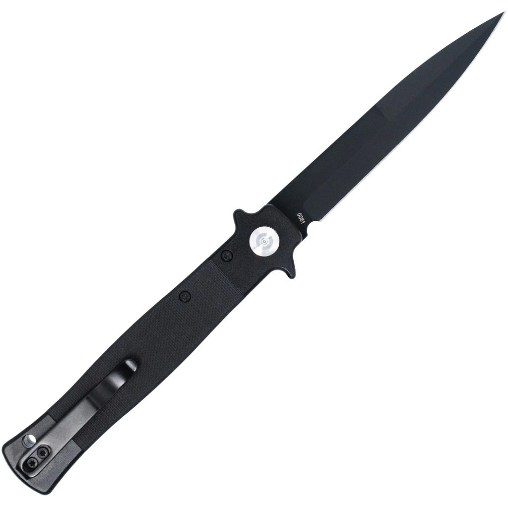 CobraTec Stiletto Button Lock G10 Knife Folding Blade Black/Black