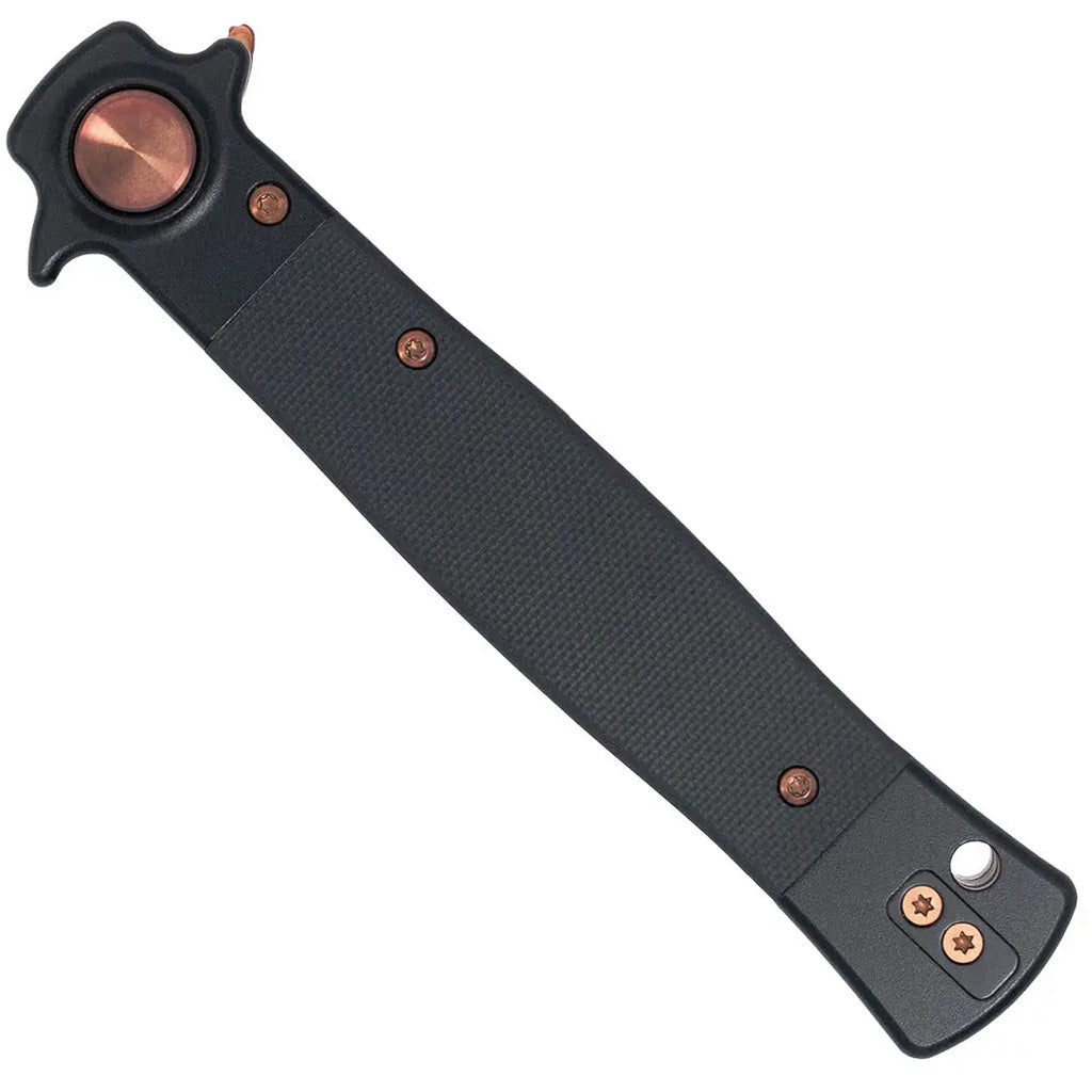 CobraTec Stiletto Button Lock G10 Knife Folding Blade Black/Rose Gold