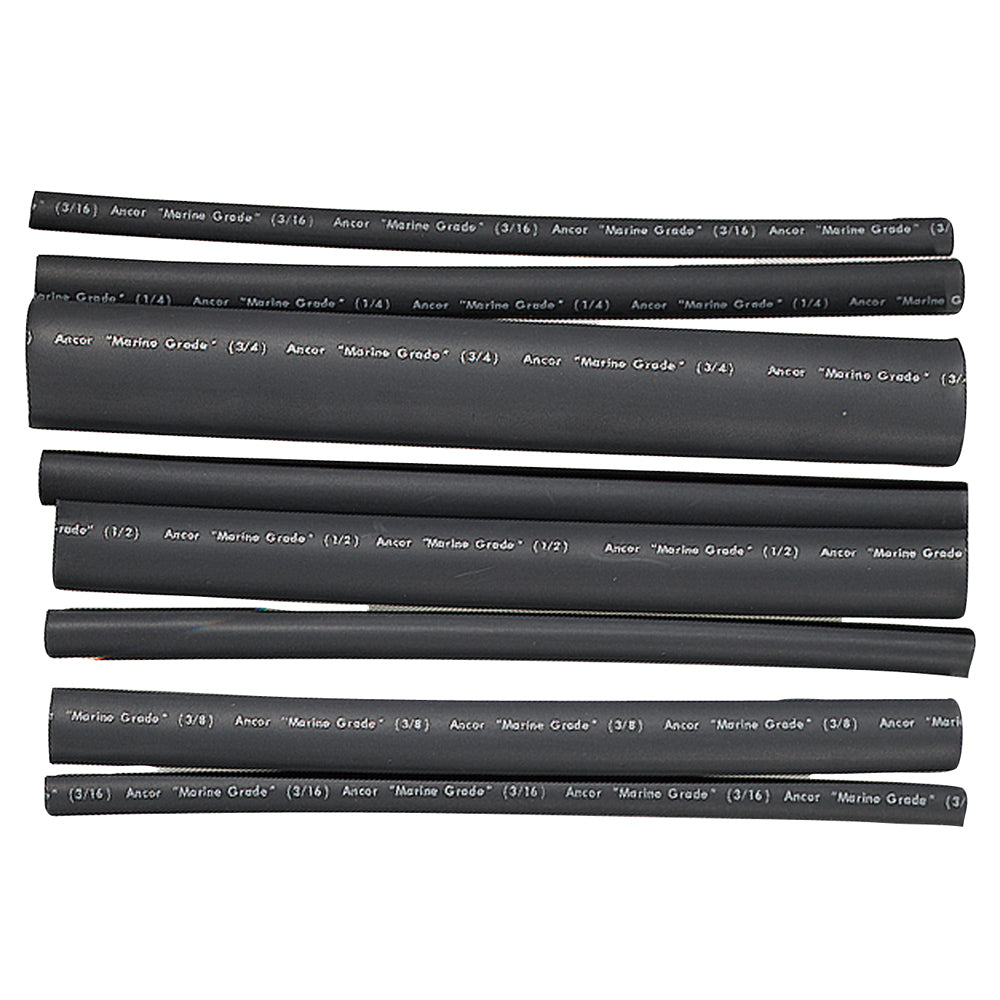 Ancor Adhesive Lined Heat Shrink Tubing - Assorted Pack of 8, 6", 20-2/0 AWG, Black
