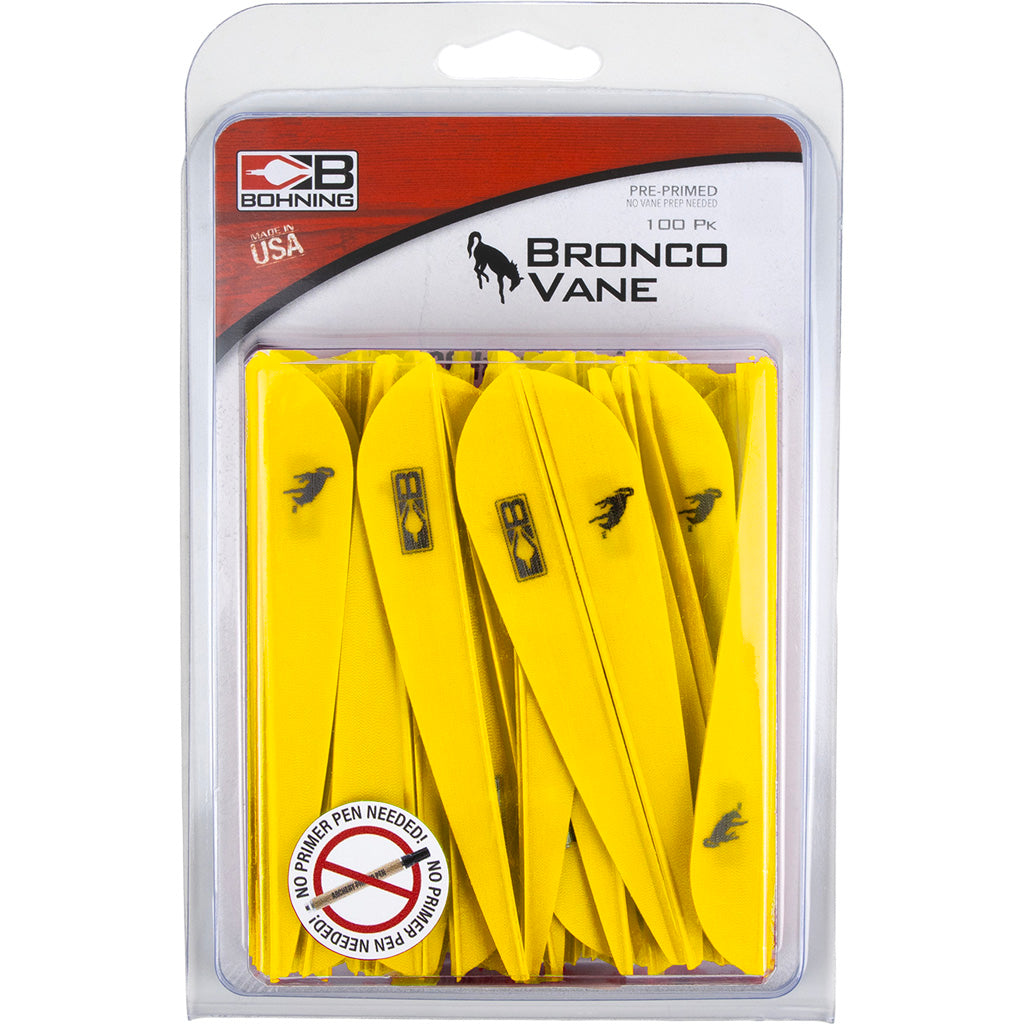 Bohning Bronco Vanes Neon Yellow 4 in. 100 pk.