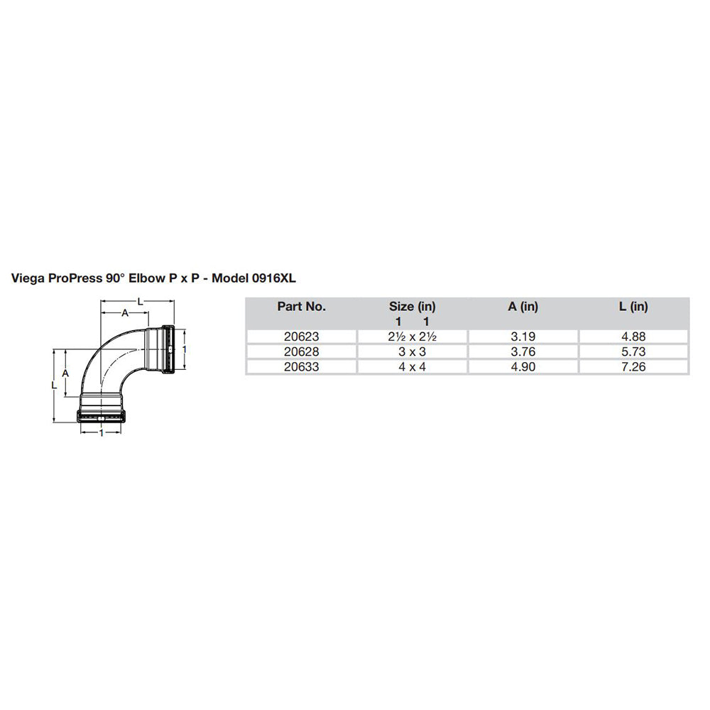 Viega ProPress 2-1/2" - 90° Copper Elbow - Double Press Connection - Smart Connect Technology - image 2