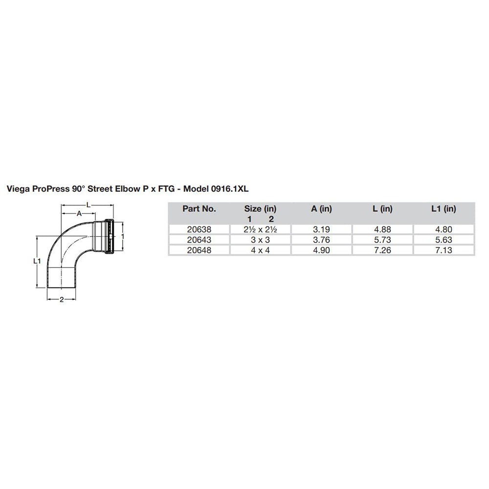Viega ProPress 2-1/2" - 90° Copper Elbow - Street/Press Connection - Smart Connect Technology - image 2