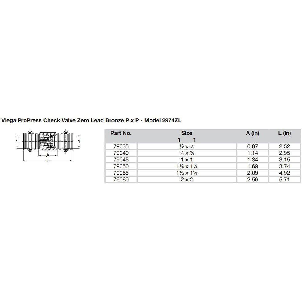 Viega ProPress 1" Zero Lead Check Valve - Double Press Connection - Smart Connect Technology - image 2