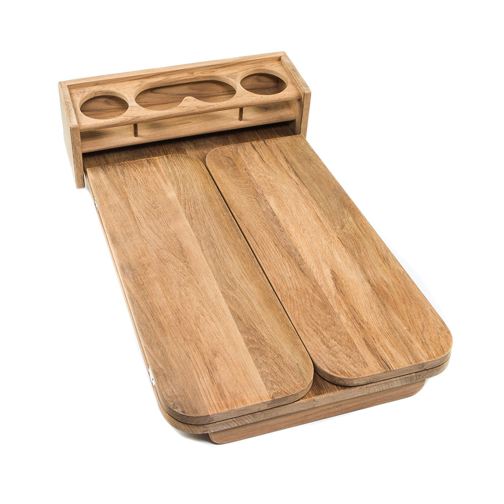 Whitecap Cockpit Table w/Folding Leaves & 4 Cupholders - Teak - image 3