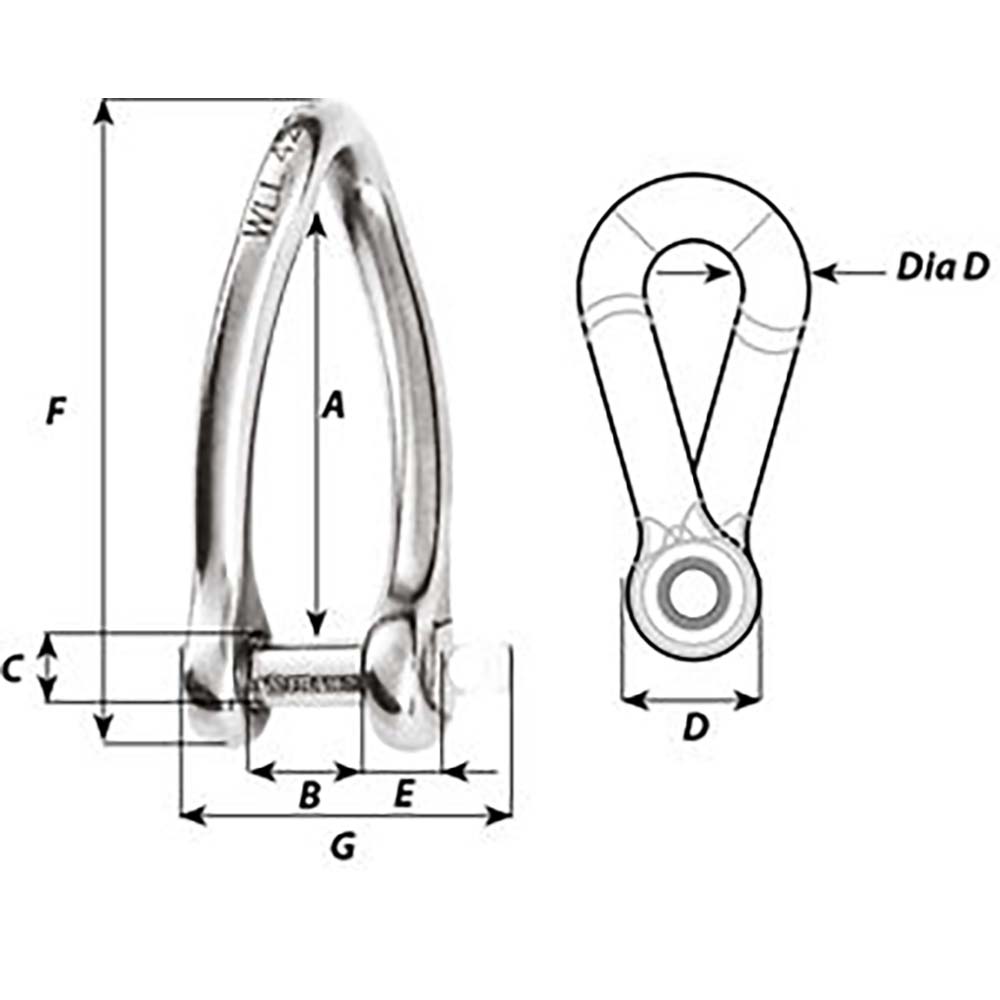 Wichard Captive Pin Twisted Shackle - Diameter 8mm - 5/16" - image 2