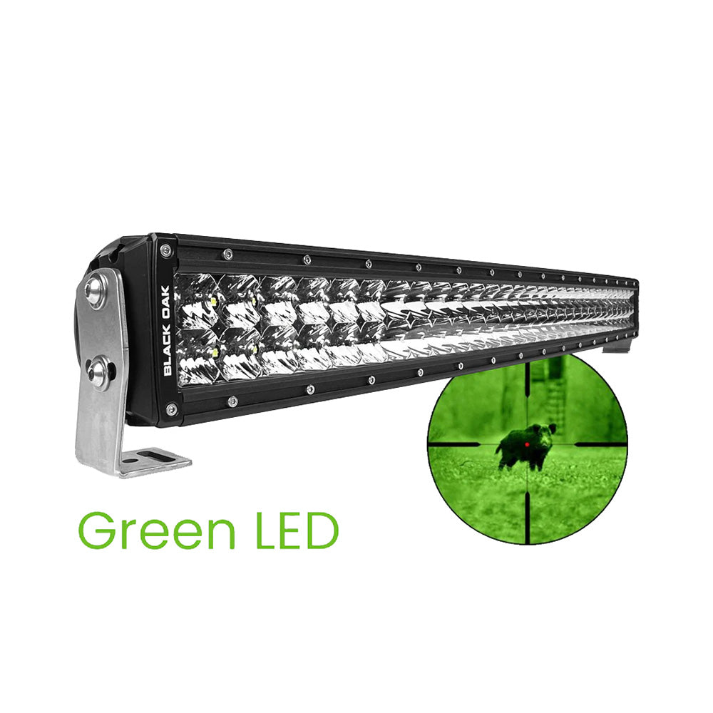 Black Oak 30" Curved Double Row Green LED Hog Hunting Light Bar - Combo Optics - Black Housing - Pro Series 3.0 - image 2