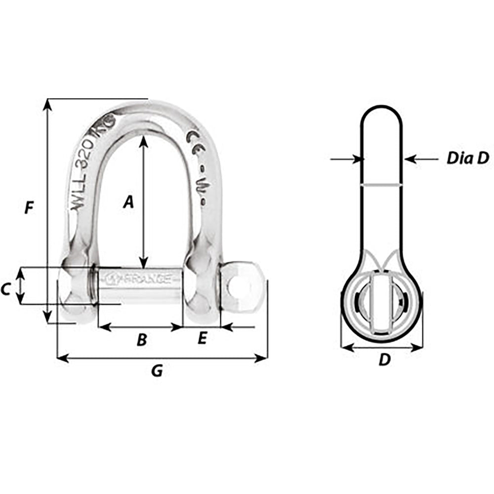 Wichard Not Self-Locking D Shackle - 14mm Diameter - 9/16" - image 2
