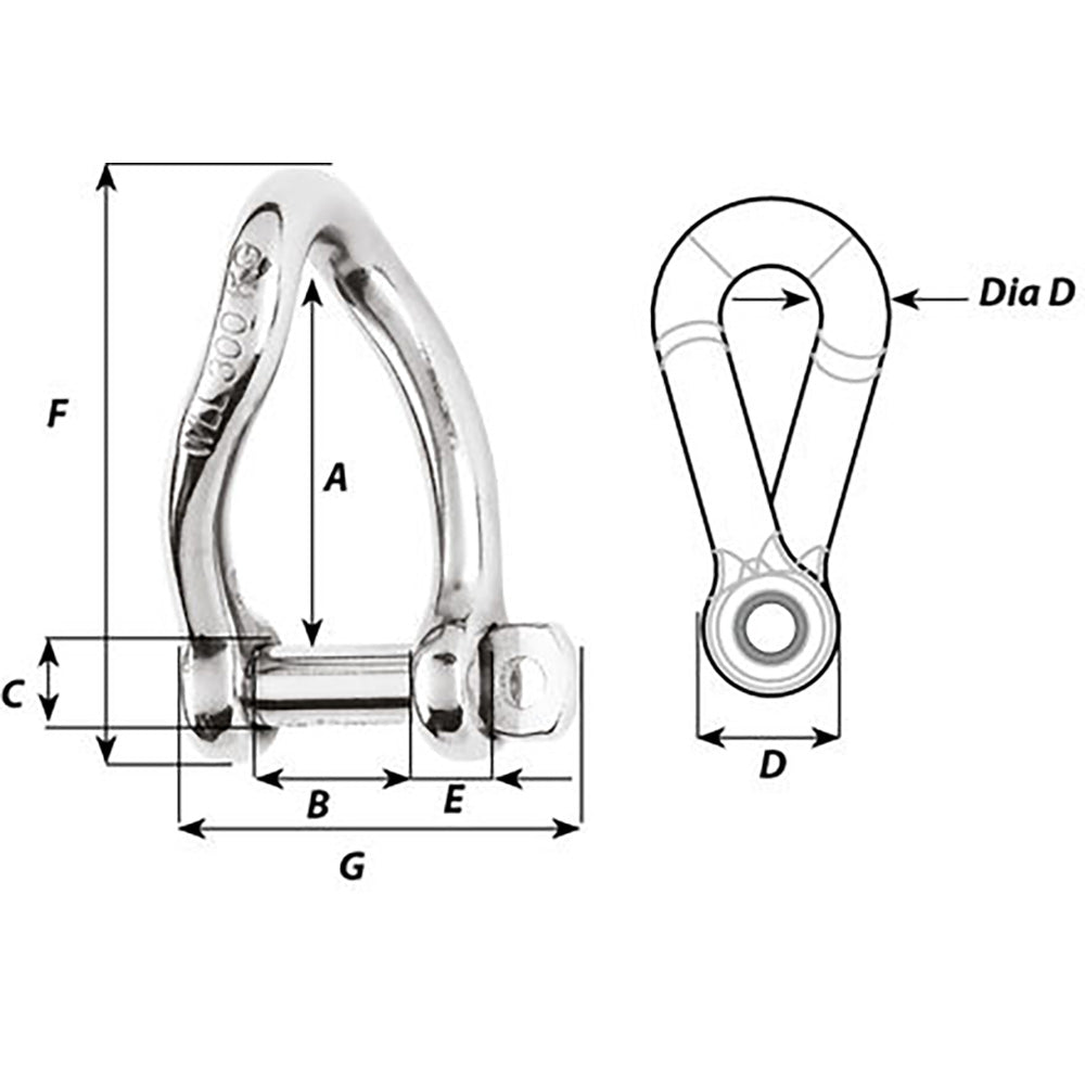 Wichard Self-Locking Twisted Shackle - 10mm Diameter - 13/32" - image 2