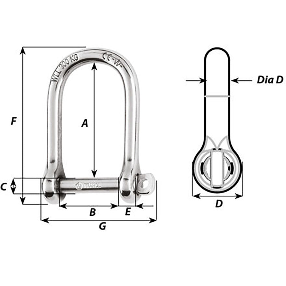 Wichard Self-Locking Large Opening Shackle - 6mm Diameter - 1/4" - image 2