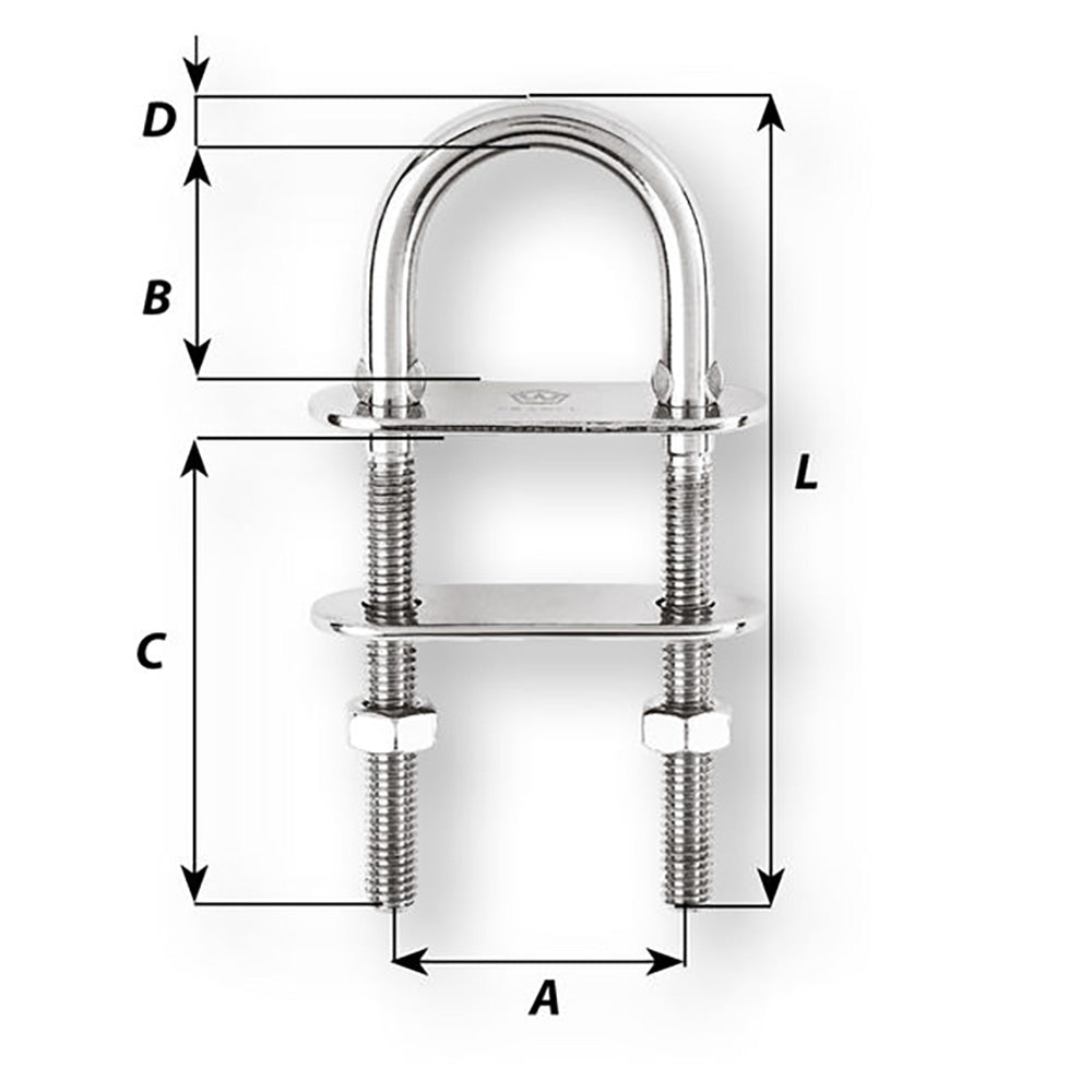 Wichard U-Bolt Pad Eye - 6mm Diameter - 15/64" - 90mm Length - 3-35/64" - image 2