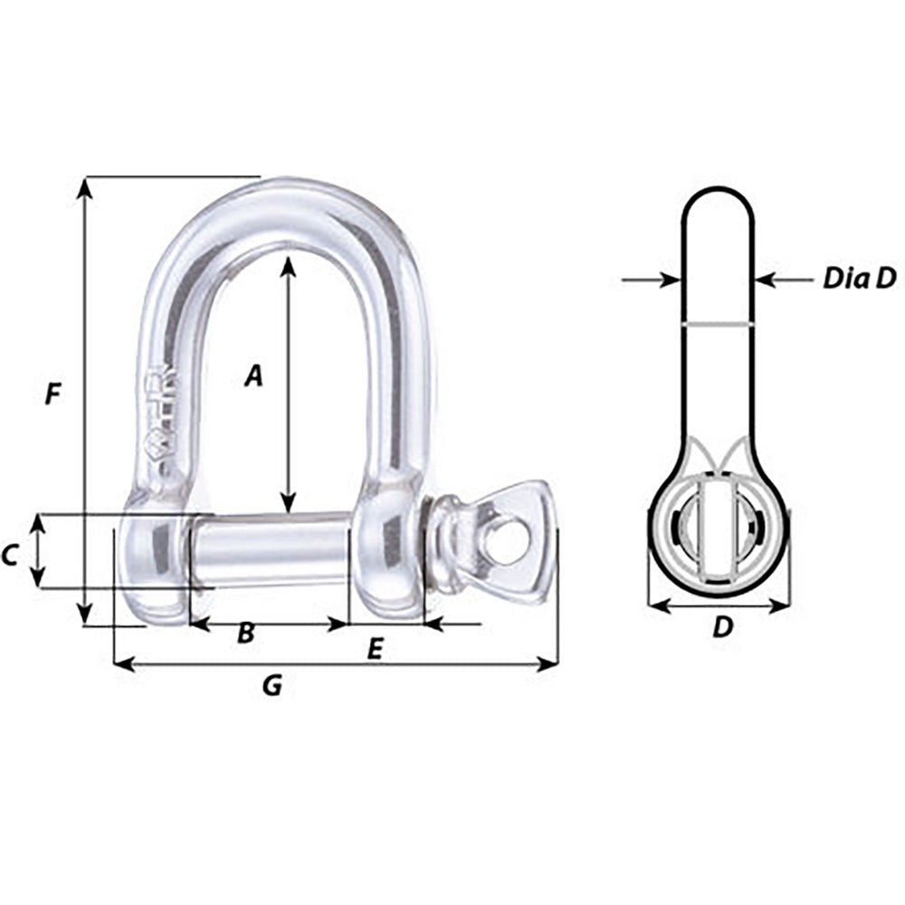 Wichard HR D Shackle - 14mm Diameter - 35/64" - image 2
