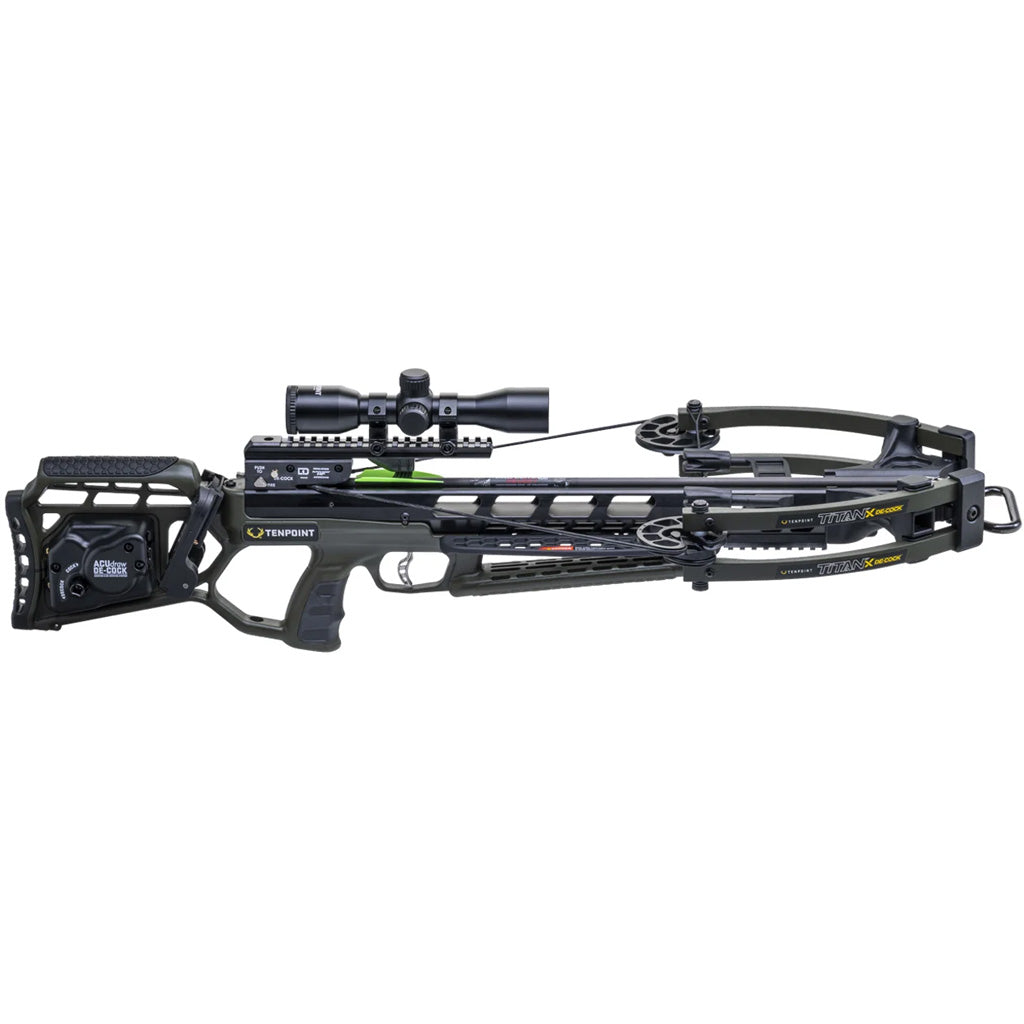 TenPoint Titan X Decock Crossbow Package ACUdraw De-Cock ProView 400 Scope Moss Green