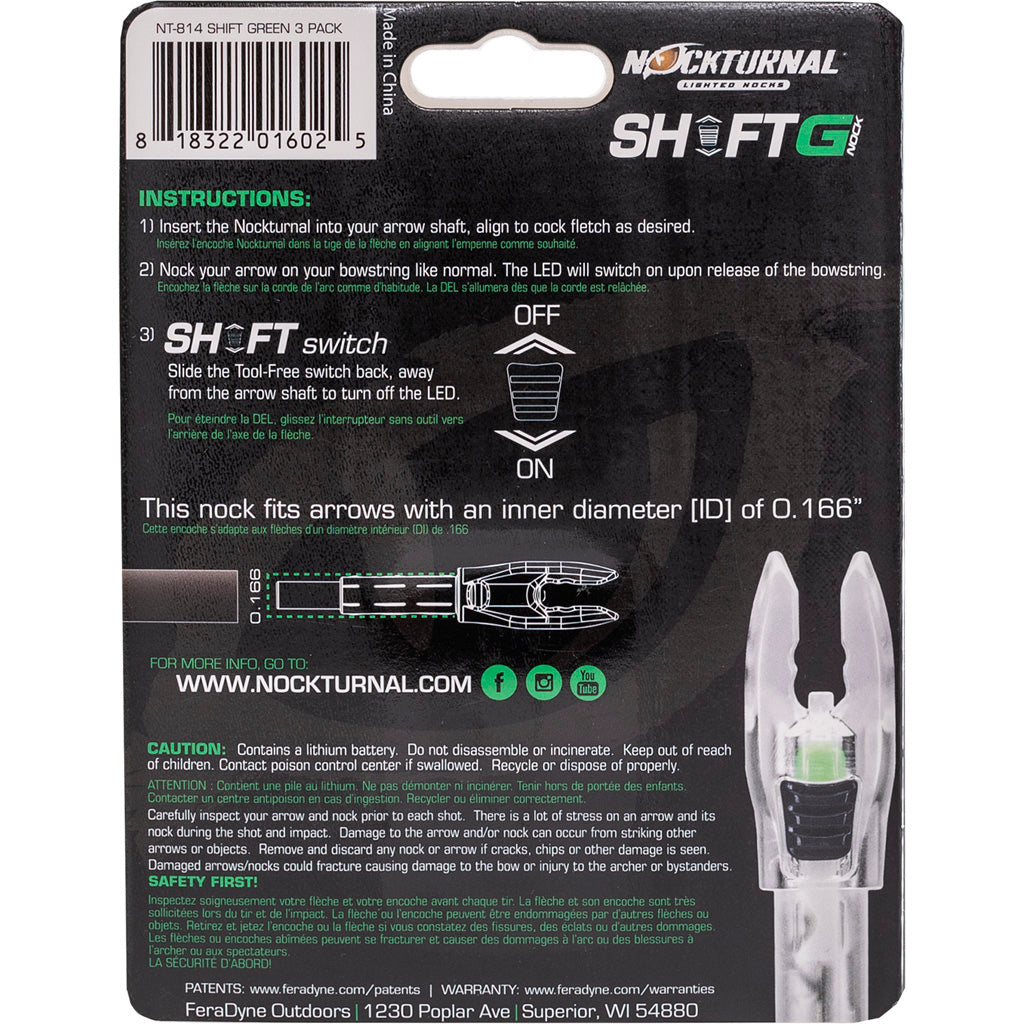 Nockturnal Lighted Nocks Green G 3 pk.