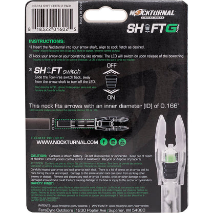 Nockturnal Lighted Nocks Green G 3 pk.