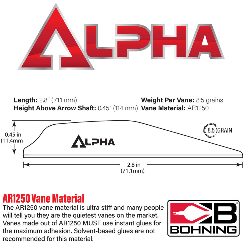 Bohning Alpha Vanes Neon Red 100 pk.