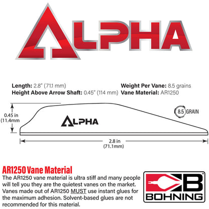 Bohning Alpha Vanes Neon Yellow 100 pk.