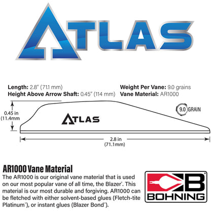 Bohning Atlas Vanes Neon Green 100 pk.