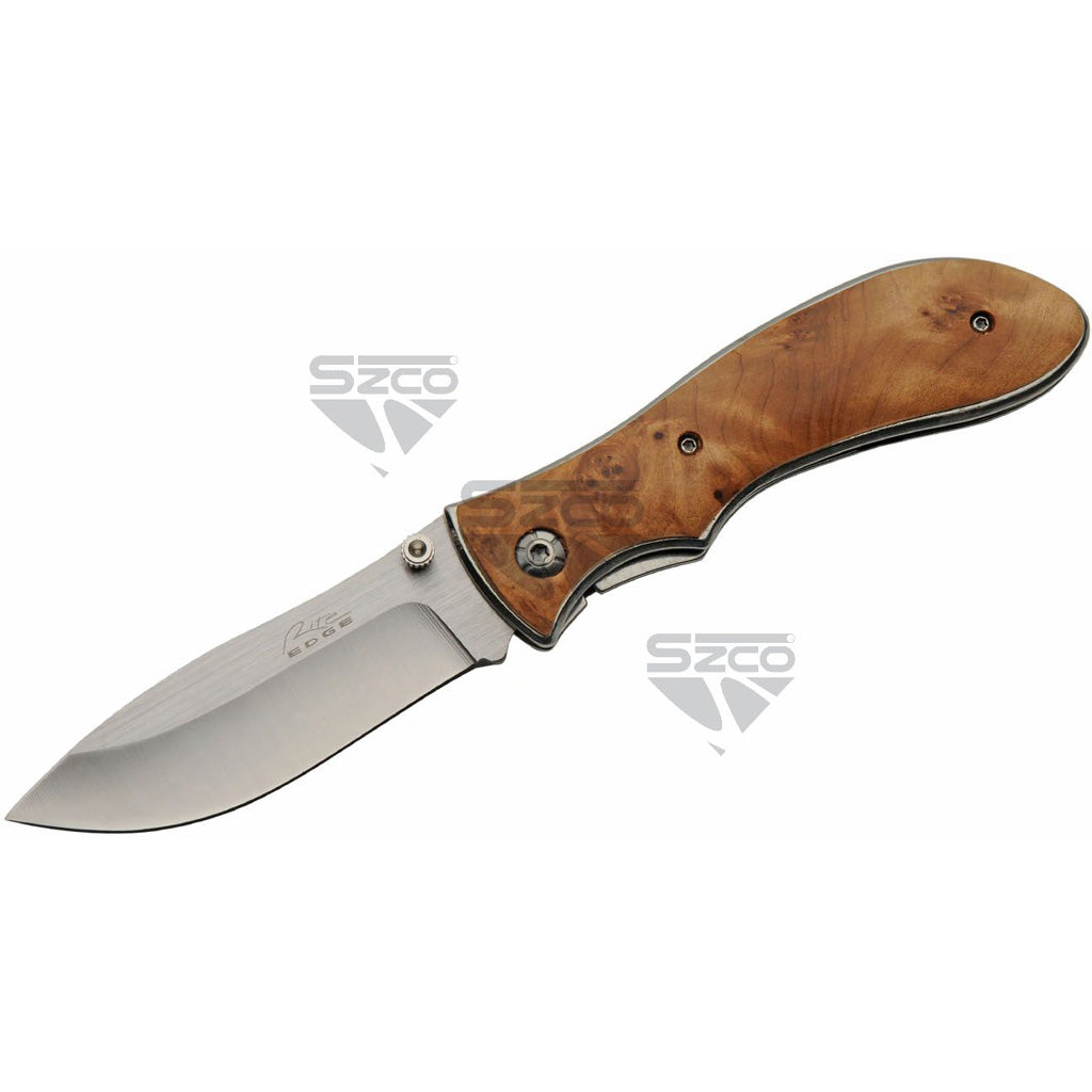 SZCO Burl Wood Folder Knife 4 in.