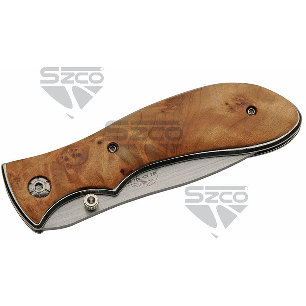 SZCO Burl Wood Folder Knife 4 in.