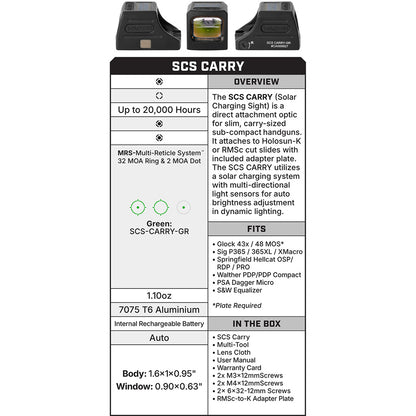 Holosun SCS Solar Charging Sight Red Dot Green Circle Red Dot Walter PDP