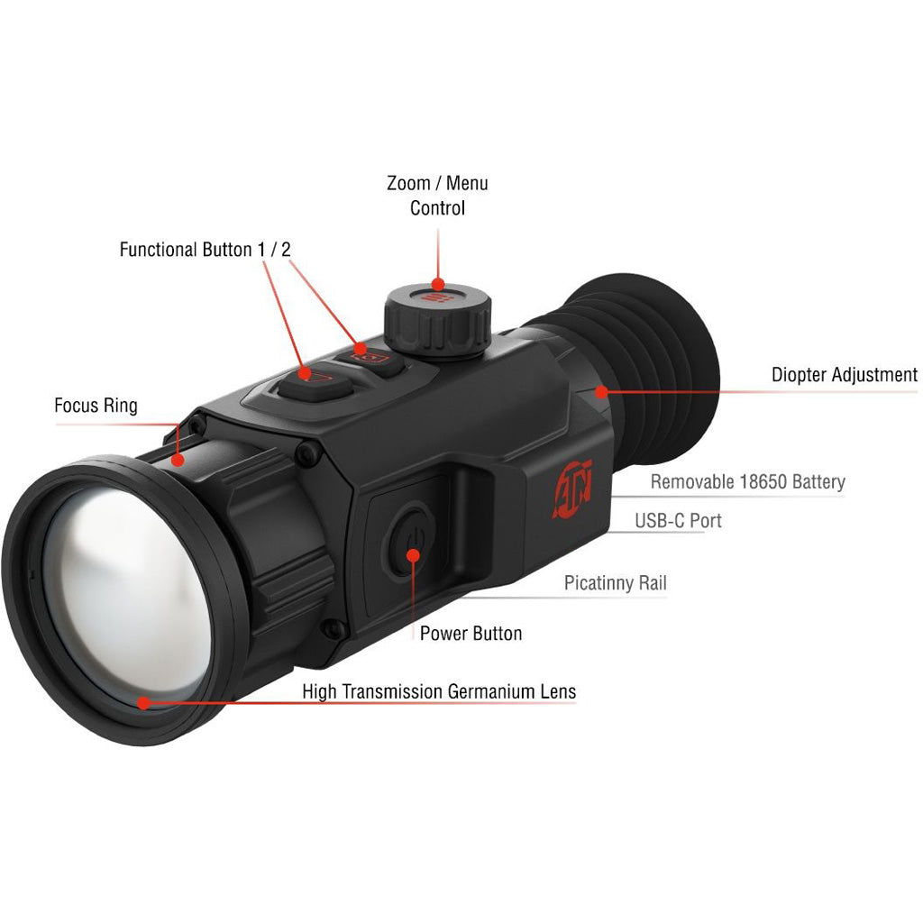 "ATN ThOR 6 Mini 384 Thermal Scope 2.5-20x, 384X288Sensor Black w/Wi-Fi & Recording"