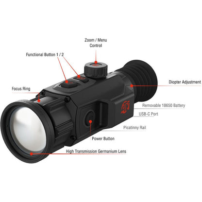 "ATN ThOR 6 Mini 384 Thermal Scope 2.5-20x, 384X288Sensor Black w/Wi-Fi & Recording"