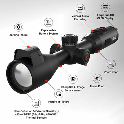 "ATN ThOR 6 Elite 384 Thermal Scope 3.5-28x, 384X288 Sensor Black w/Wi-Fi & Recording"