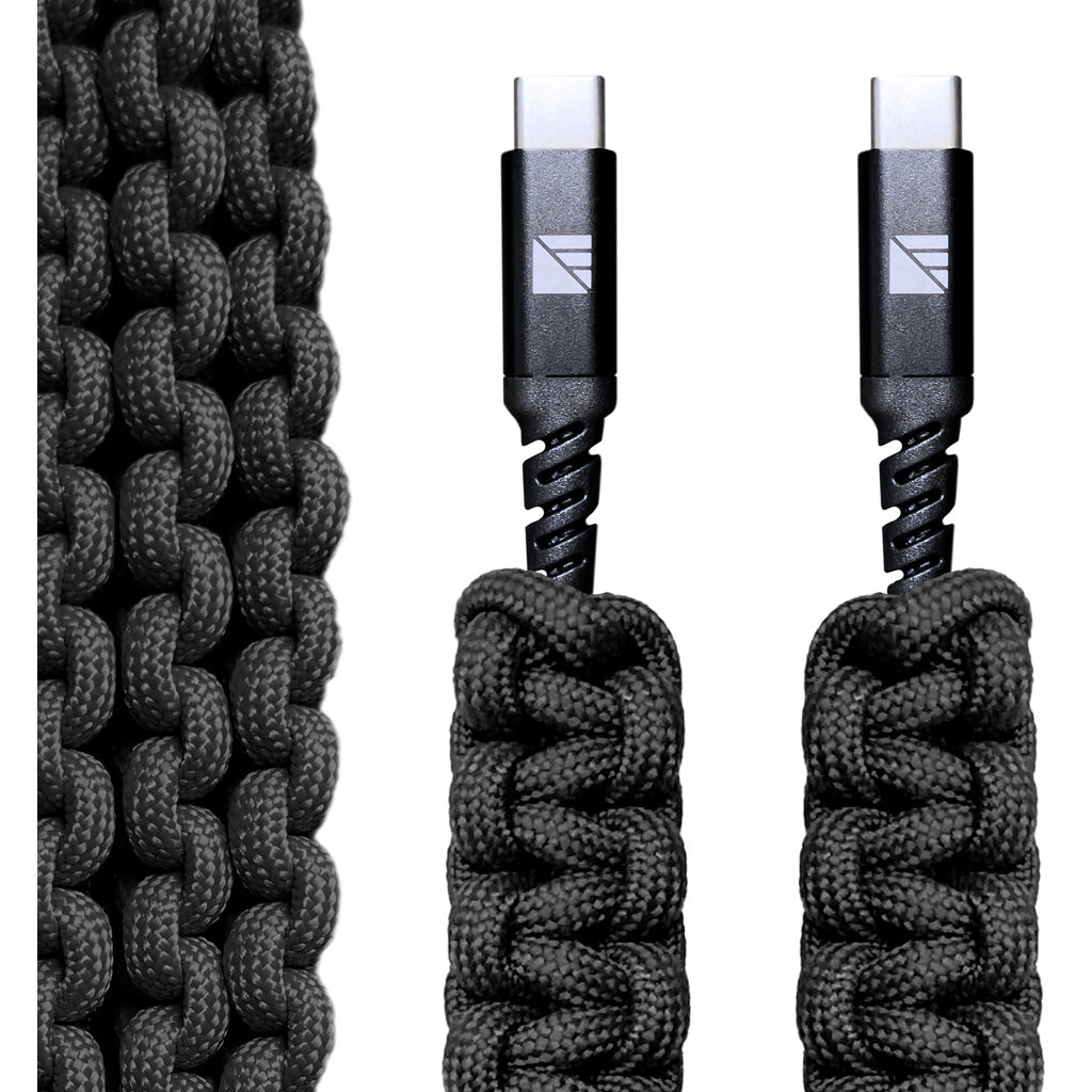 Dark Energy USB C to C Paracord Cable  Black