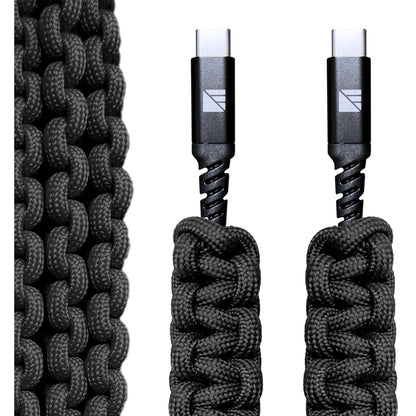 Dark Energy USB C to C Paracord Cable  Black