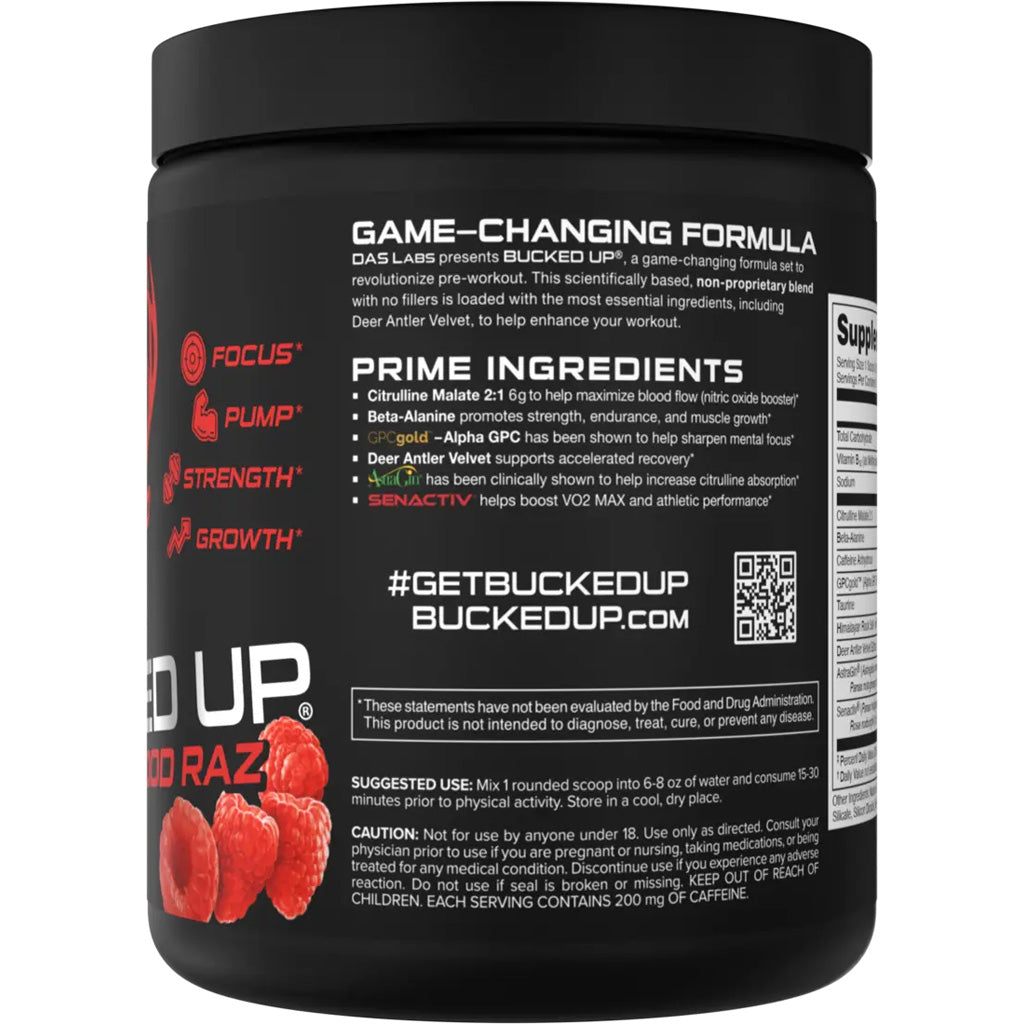 Bucked Up Pre-Workout Blood Raz 30 Serving Tub