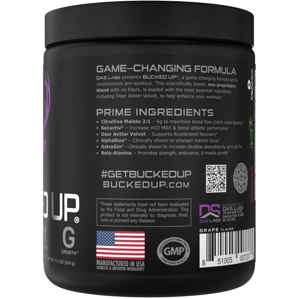 Bucked Up Pre-Workout Grape Gainz 30 Serving Tub