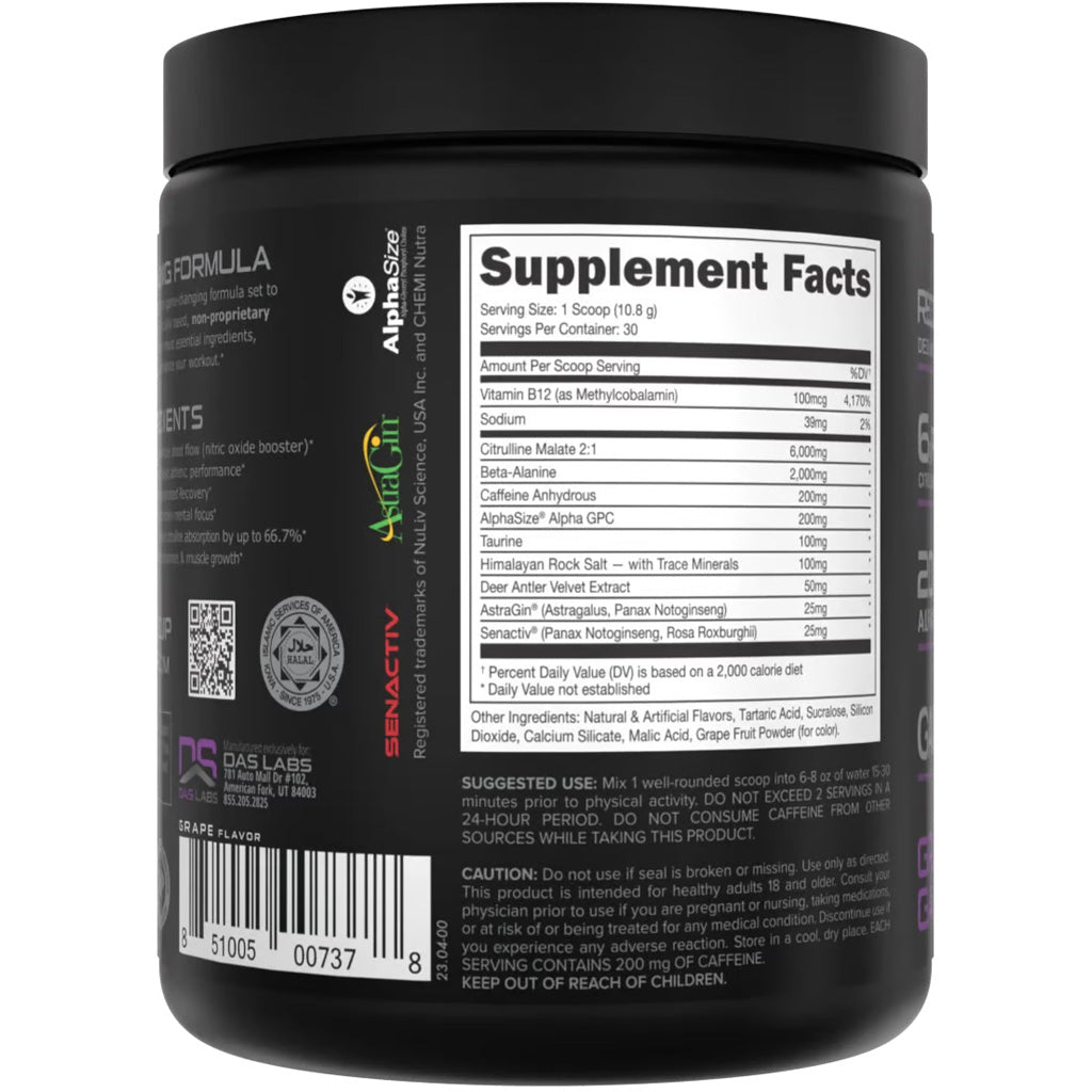 Bucked Up Pre-Workout Grape Gainz 30 Serving Tub