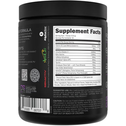 Bucked Up Pre-Workout Grape Gainz 30 Serving Tub