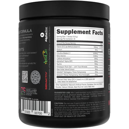 Bucked Up Pre-Workout Watermelon 30 Serving Tub
