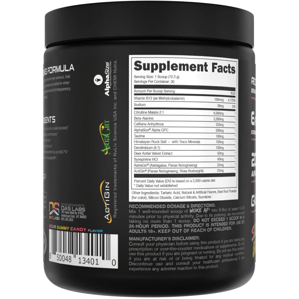 Bucked Up Woke AF Pre-Workout Sour Bucks 30 Serving Tub