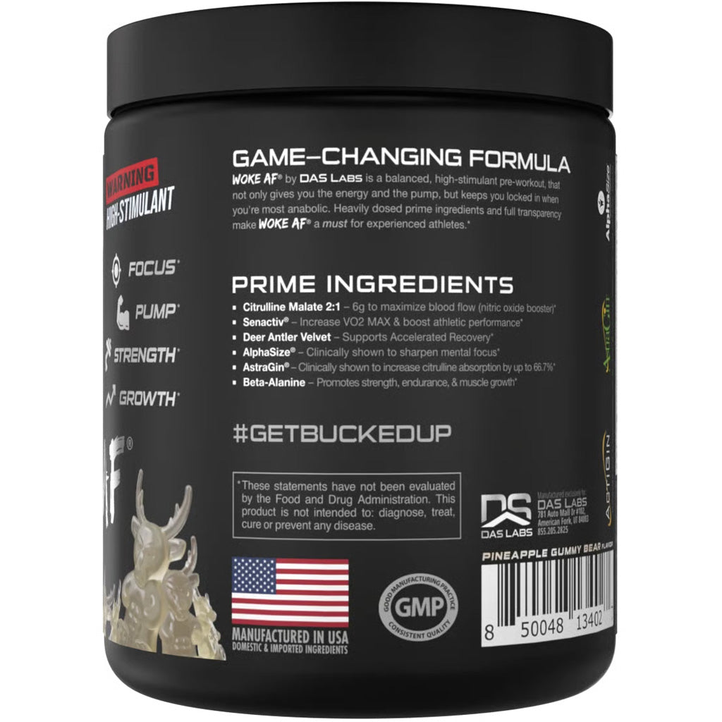 Bucked Up Woke AF Pre-Workout White Gummy Deer 30 Serving Tub