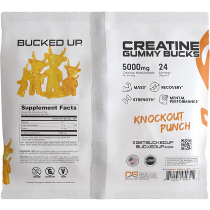 Bucked Up Creatine Gummies Knockout Punch 24pc pack