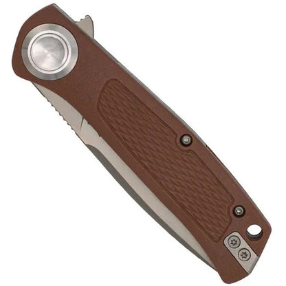 CobraTec EDC Scout Grivory Button Lock Knife Folding Blade Mocha
