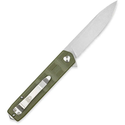 CobraTec Medium Kuzio Drop Serrated Folder Knife Folding Blade OD Green