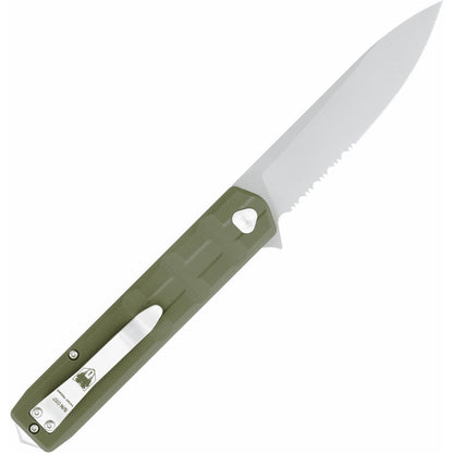 CobraTec Large Kuzio Drop Serrated Folder Knife Folding Blade OD Green