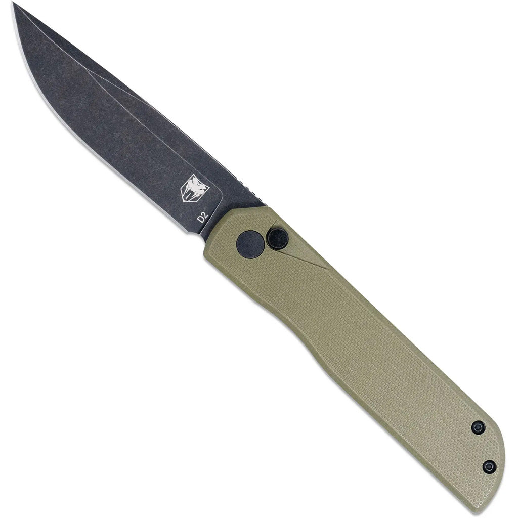 CobraTec Prowler G-10 Button Lock Drop Knife Folding Blade OD Green