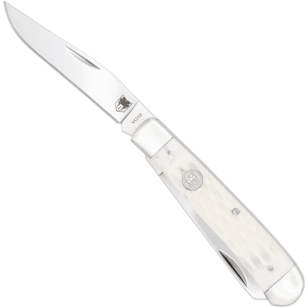 CobraTec Traditional Trapper Knife Folding Blade White Bone