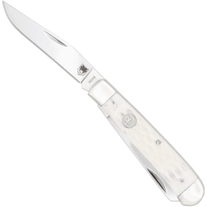 CobraTec Traditional Trapper Knife Folding Blade White Bone