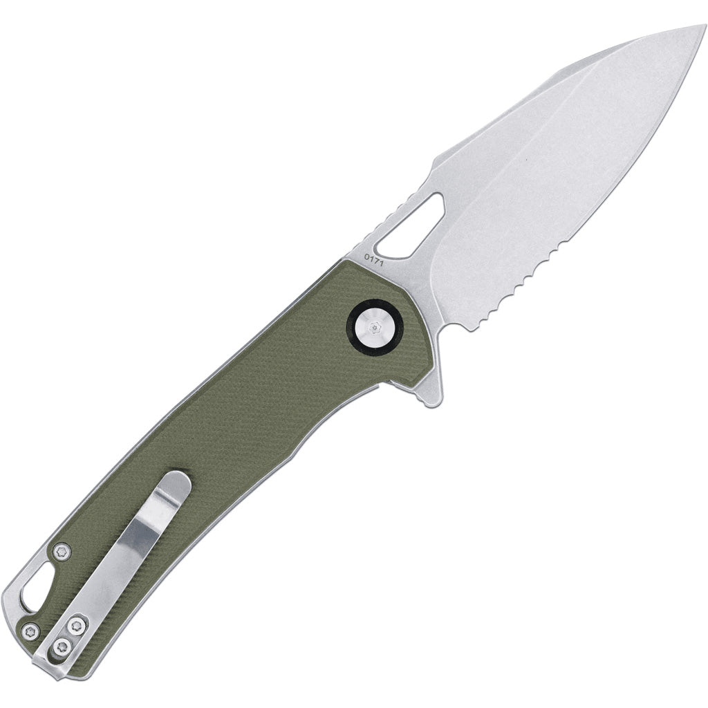 CobraTec Wolverine Liner Lock Drop Serrated Knife Folding Blade OD Green