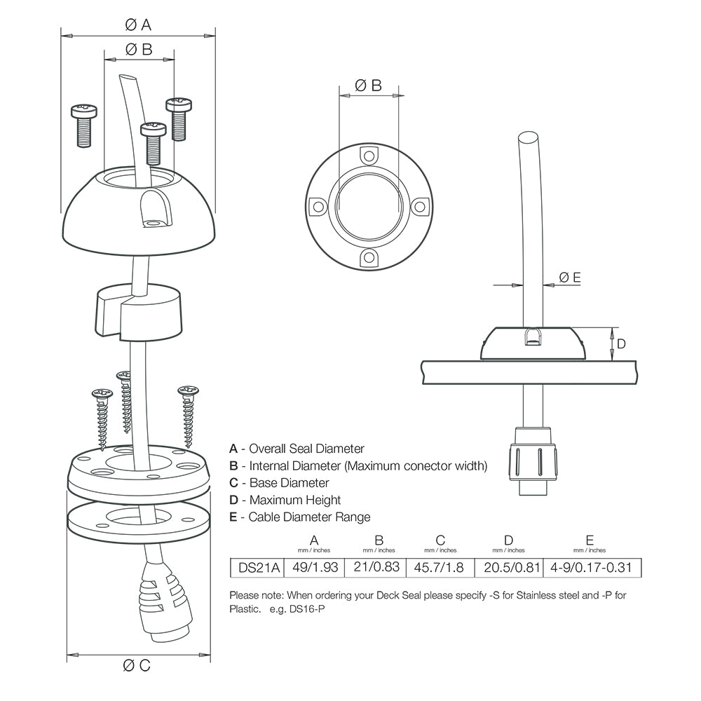Scanstrut DS21A-P Vertical Cable Seal - image 2