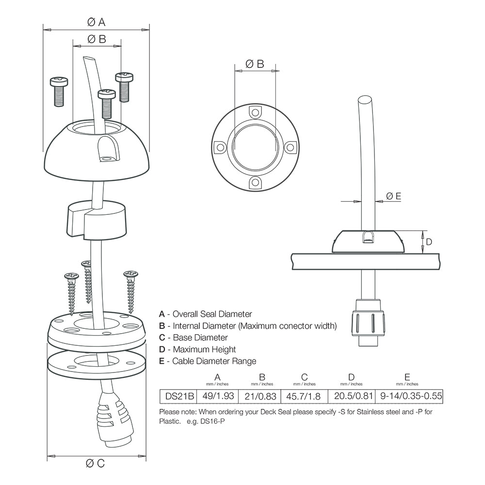 Scanstrut DS21B-P Vertical Cable Seal - image 2
